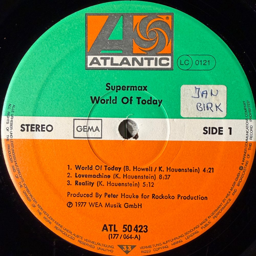 Supermax ‎– World Of Today (Германия 1977г.)