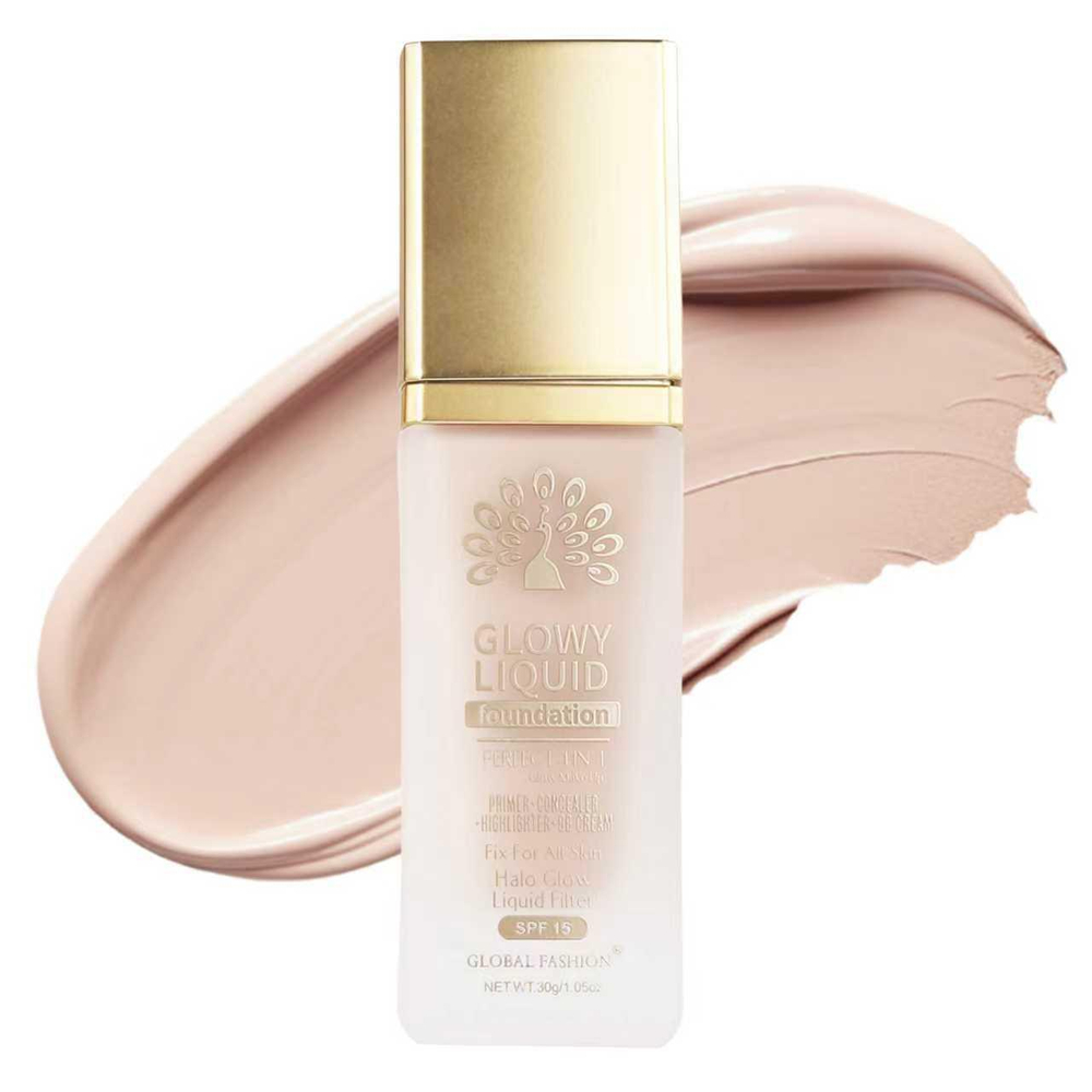 Тональная основа Global Fashion, Glowy Liquid Foundation 4in1:Primer+Concealer+Highlighter+BB cream, SPF 15, 31