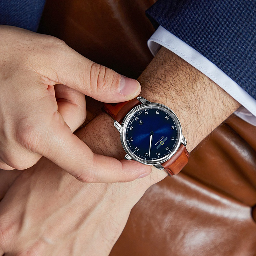 ZEPPELIN New Captain Collection Quartz Movement Men"s Watches Watch 40 Blue Dial Stainless Steel Case