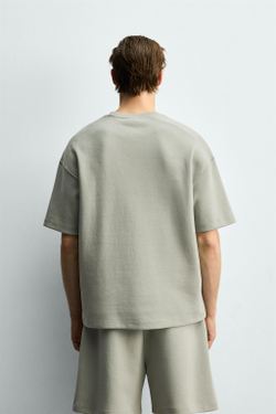 ZARA ТОЛСТОВКА RELAXED FIT ИЗ ИНТЕРЛОКА, ЛИНЯЛЫЙ ЗЕЛЕНЫЙ