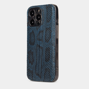 Накладка для iPhone 15 Pro Max из кожи питона, синего цвета