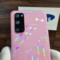 Крышка для Samsung S20 - стеклянная панель "хорошее качество" (розового цвета)