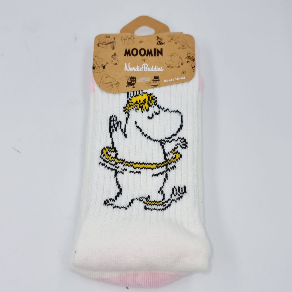Носки Moomin, белые с розовым, с принтом Муми-тролля, размер 36-42 (из Финляндии)