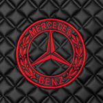 Ковры MERCEDES MP4 ровный пол (экокожа, черный, красный кант, красная вышивка)