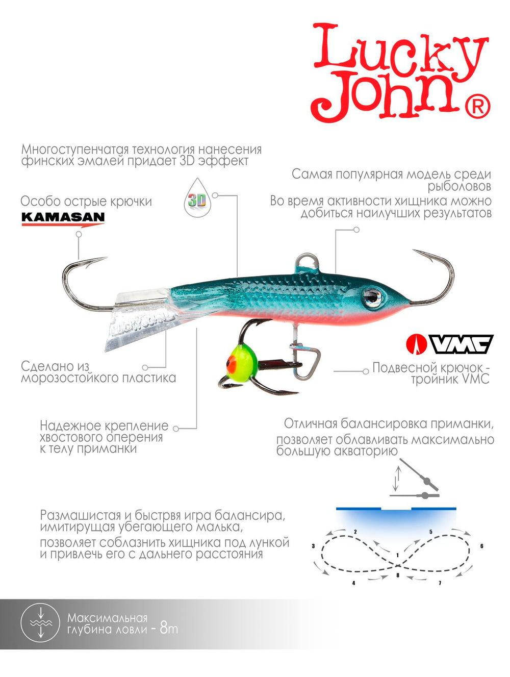 Балансир Lucky John CLASSIC 5 с тр. 50мм/54 блистер