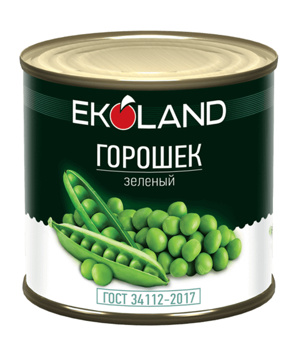 Горошек зеленый EKOLAND 420г 1-й Сорт
