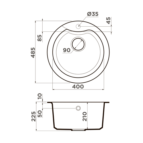 кухонная мойка Omoikiri Yasugata 48R-DC Tetogranit/темный шоколад