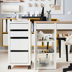 МИККЕ MICKE Комод на колесиках 35х75 см, белый