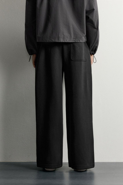 ZARA БРЮКИ BALLOON FIT С ЗАЩИПАМИ, ЧЕРНЫЙ