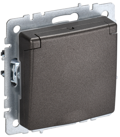 BRITE Розетка 1-местная с заземлением с защитными шторками и крышкой 16А IP44 РСбш10-3-44-БрТБ темная бронза IEK