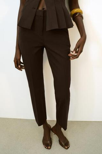 ZARA УКОРОЧЕННЫЕ БРЮКИ MINI FLARE, КОРИЧНЕВЫЙ