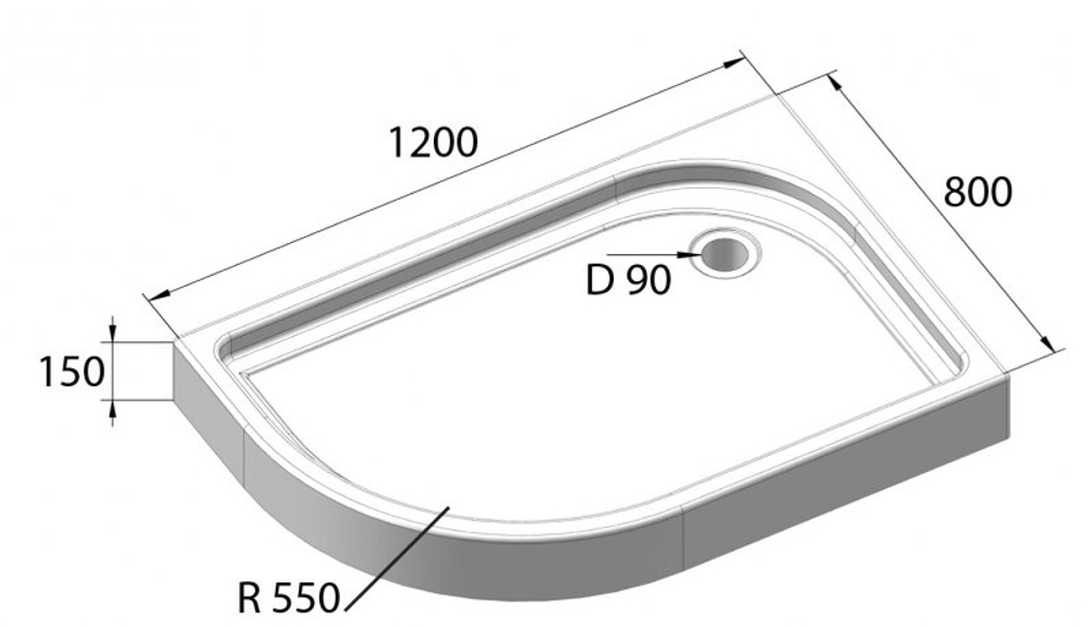 Акриловый поддон для душа BelBagno Tray 120x80x15 TRAY-BB-RH-120/80-550-15-W-R Белый R с антискользящим покрытием