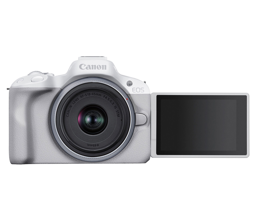 Беззеркальный фотоаппарат Canon EOS R50 Kit RF-S 18-45mm IS STM, белый (уцененный)