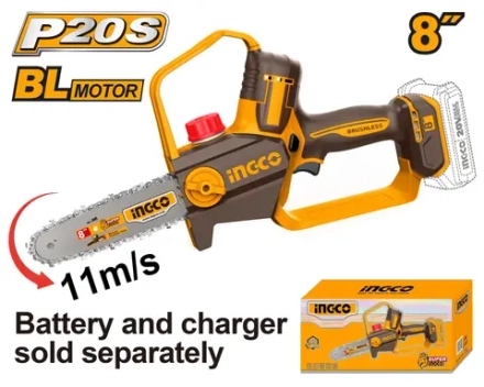 Аккумуляторная бесщеточная цепная пила INGCO CGSLI2088 20 В 8"