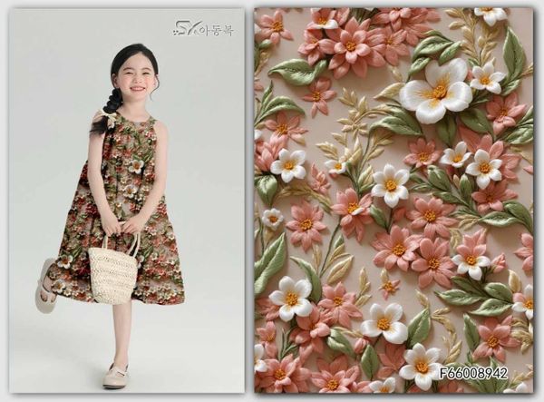 БЕЛО-РОЗОВЫЕ ЦВЕТЫ 3D, 100% хлопок, Handmade Fabrics 4