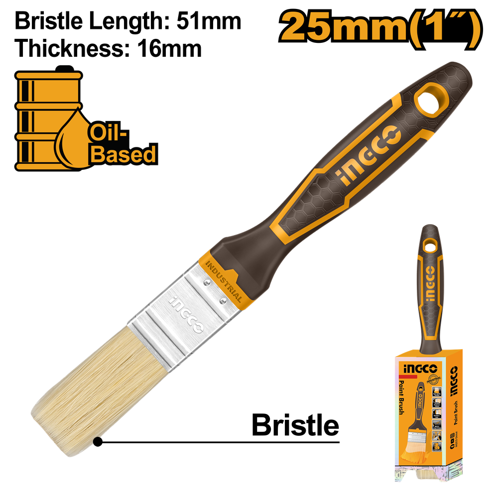 Кисть малярная флейцевая INGCO CHPTB8701 INDUSTRIAL 25 мм Кисть малярная флейцевая INGCO CHPTB8701 INDUSTRIAL 25 мм