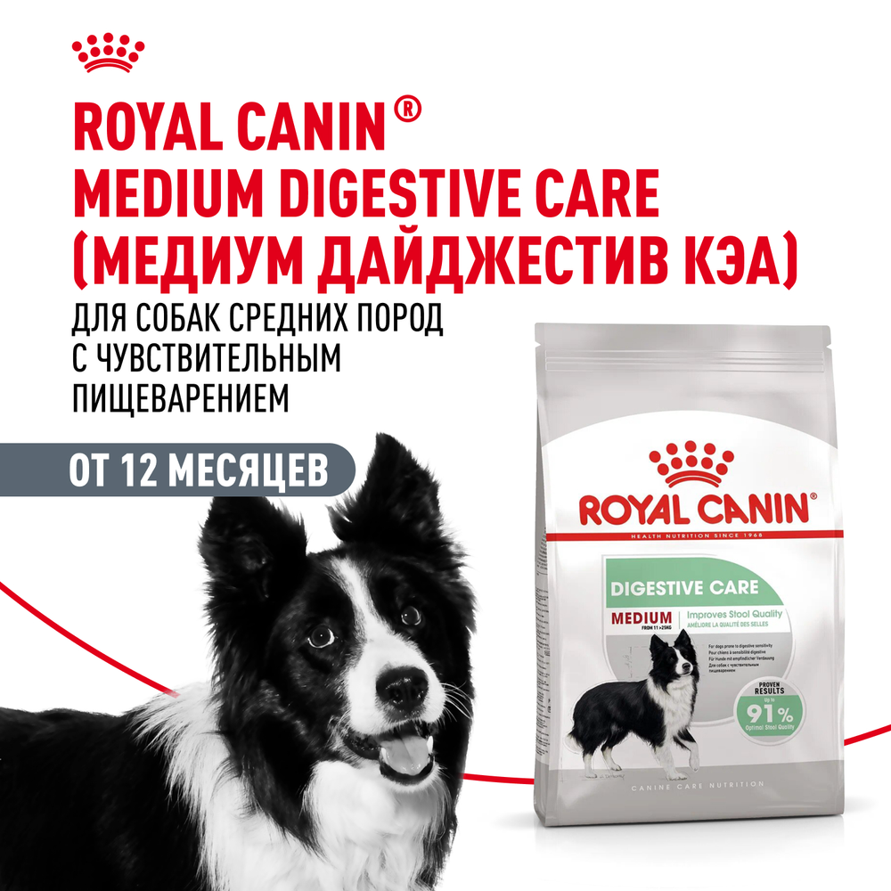 Royal Canin Medium Digestive Care Медиум Дайджестив кэа Корм сухой для взрослых собак средних размеров с чувствительным пищеварением 3кг