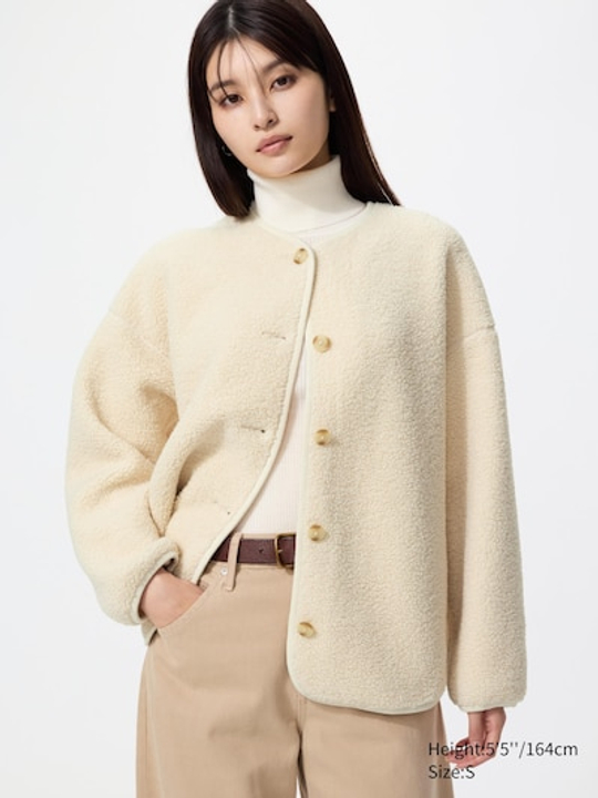 UNIQLO Кардиган из флиса, кремовый