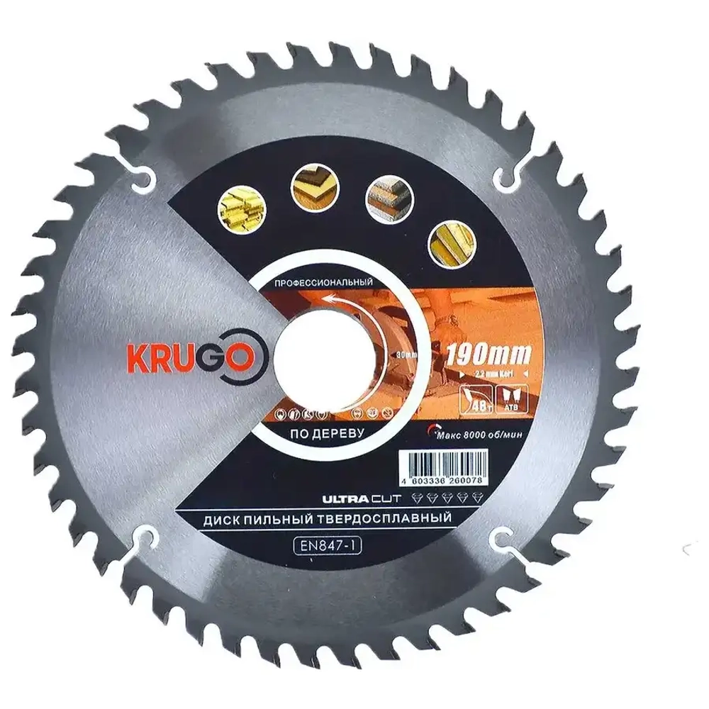 Диск пильный по дереву 190х2,2/1,4x30 мм KRUGO WA190048