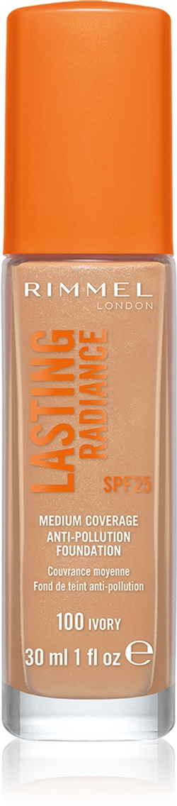 Rimmel Lasting Radiance - Тональная основа с SPF 25, осветляющая оттенок 100 Ivory, 30 ml