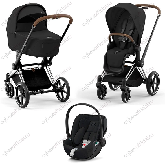 Детская коляска Cybex Priam IV 3 в 1 Sepia Black шасси Chrome