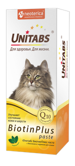 UNITABS BiotinPlus Paste Витаминно-минеральный комплекс для кошек для кожи и шерсти в виде пасты, 120 мл