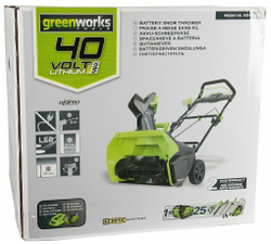 Снегоуборщик аккумуляторный GreenWorks GD40ST 40V 2600007, бесщеточный, без АКБ и ЗУ, ширина 51, высота 25, выброс 6м.