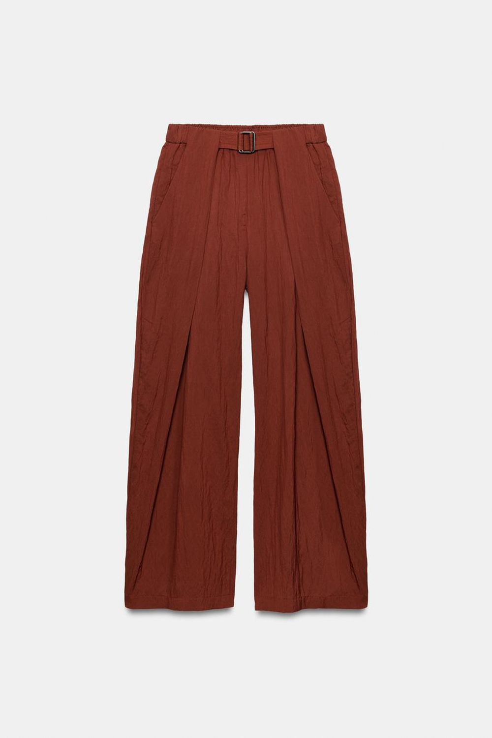 ZARA БРЮКИ С РЕМНЕМ И ПРЯЖКОЙ — ZW COLLECTION, ЗЕМЛЯНОЙ