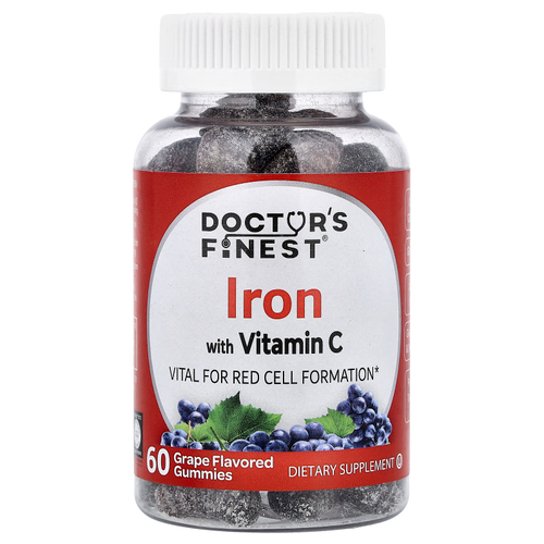 Doctor's Finest, Железо с витамином C, виноград, 60 жевательных таблеток
