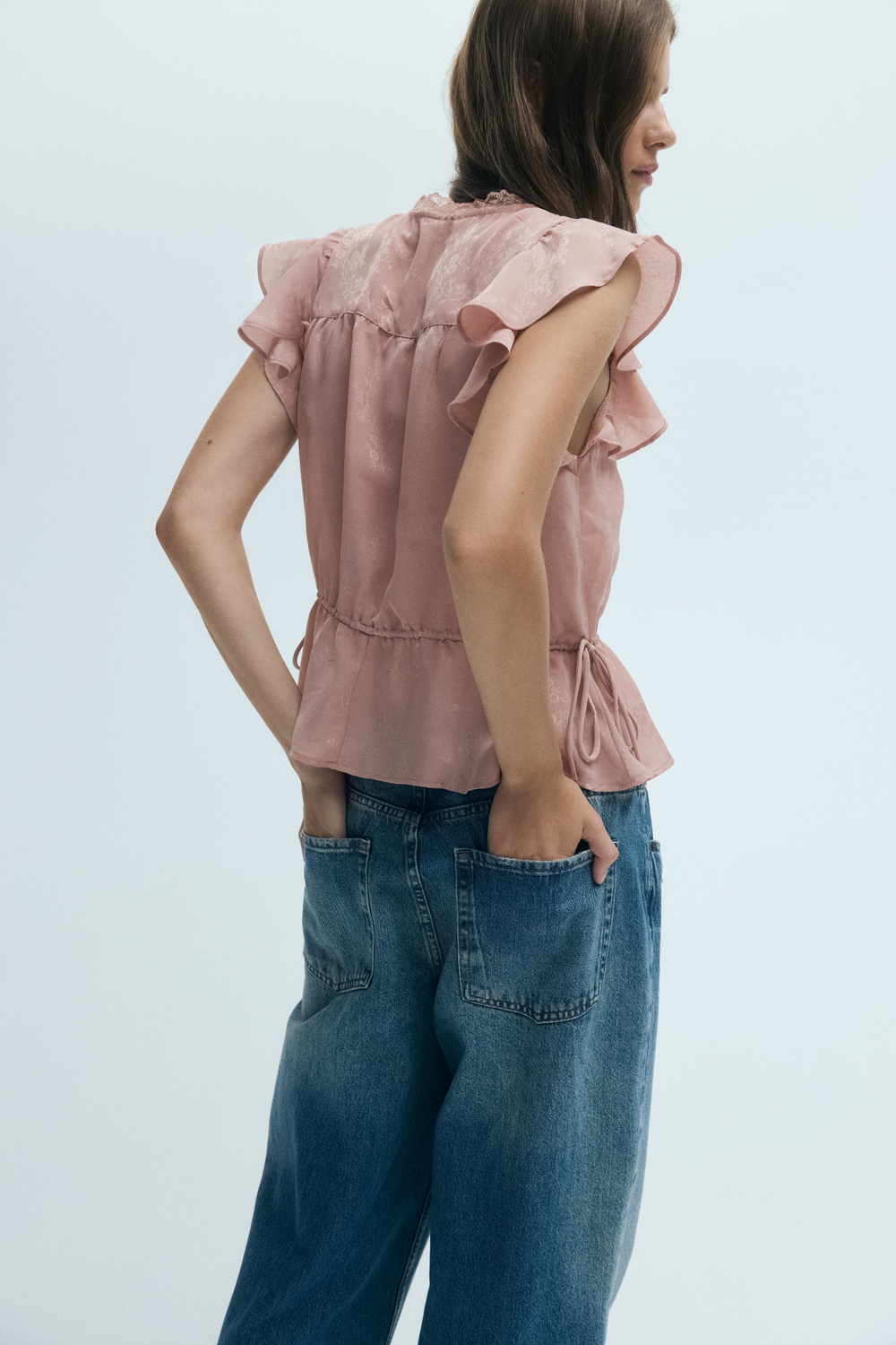 Блуза с кружевными вставками — Пыльно-розовый - H&M