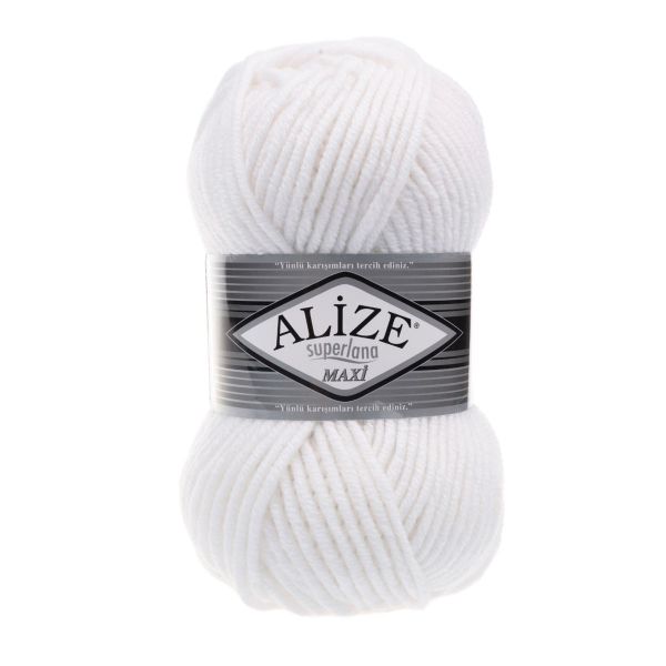 Пряжа Alize (Ализе) Superlana Maxi / уп.5 мот. по 100 г, 100м, 055 белый A