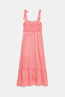 ZARA ПЛАТЬЕ МИДИ В ПОЛОСКУ, РОЗОВЫЙ/БЕЛЫЙ