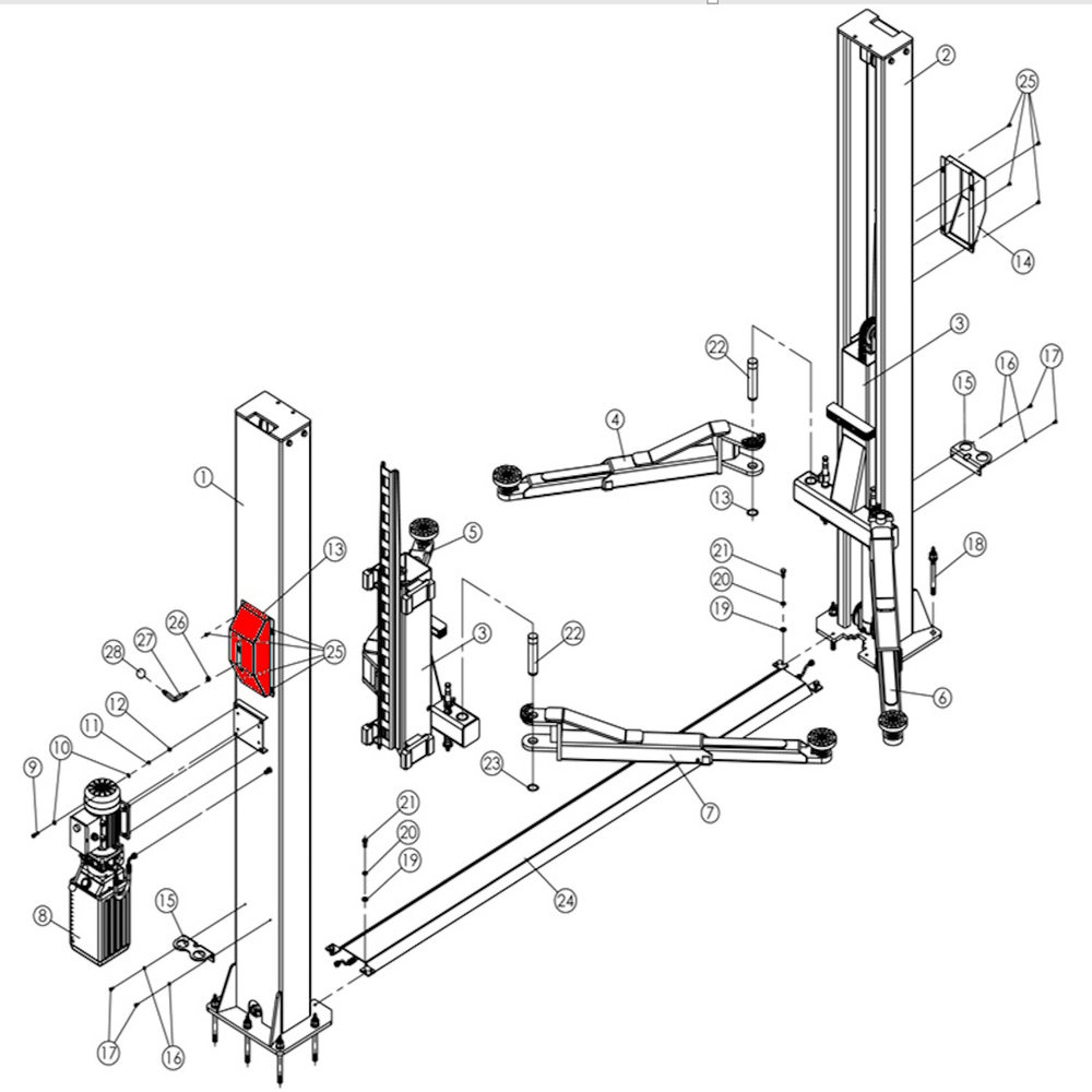 Крышка стопора главной колонны T4H, V2-4LH, V2-5.5, V2-5.5L