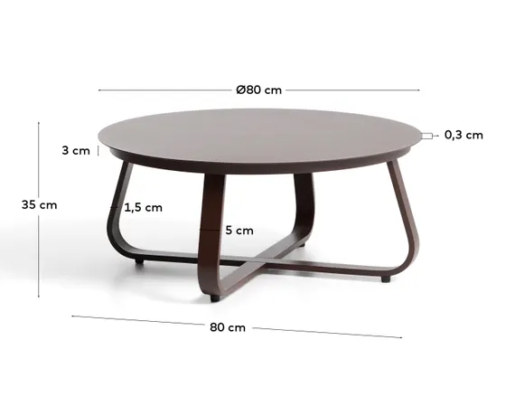 Уличный столик Tamaris из алюминия коричневого цвета Ø80 см