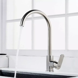 Смеситель для кухни высокий с гайкой LEDEME L74016 нержавеющая сталь