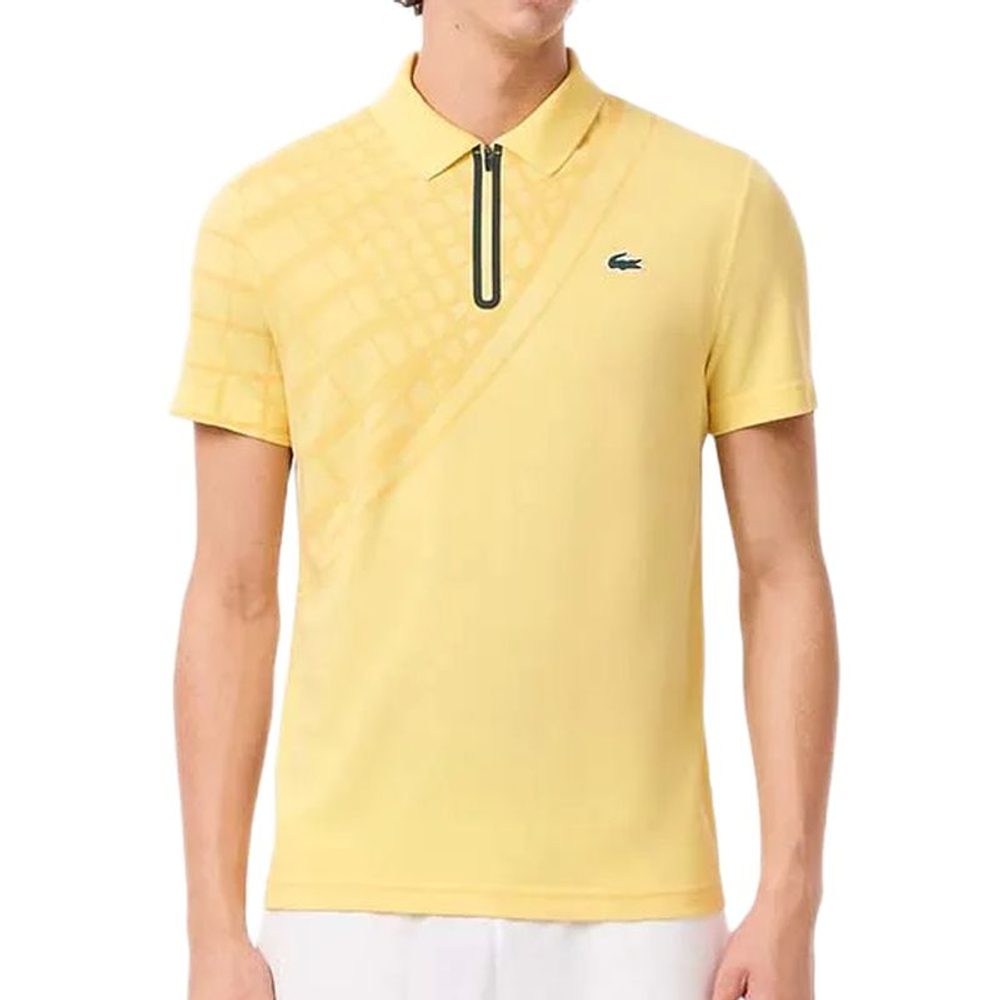 Мужское теннисное поло Lacoste Ultra Dry Printed Slim Fit Tennis - pastel yellow