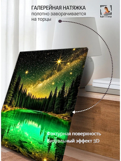 Картина "Изумрудное отражение", интерьерная 50х70см 1шт., на деревянном подрамнике