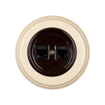 Розетка RJ45 информационная двойная, керамика, цвет коричневый B1-302-02