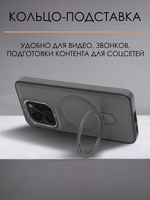 Business style чехол из кожи для IPHONE 15 PRO с кольцом-подставкой и бархатной подкладкой