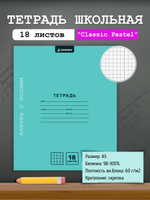 Тетрадь школьная "Classic Pastel" голубой А5 18л кл 98% (Funguru)