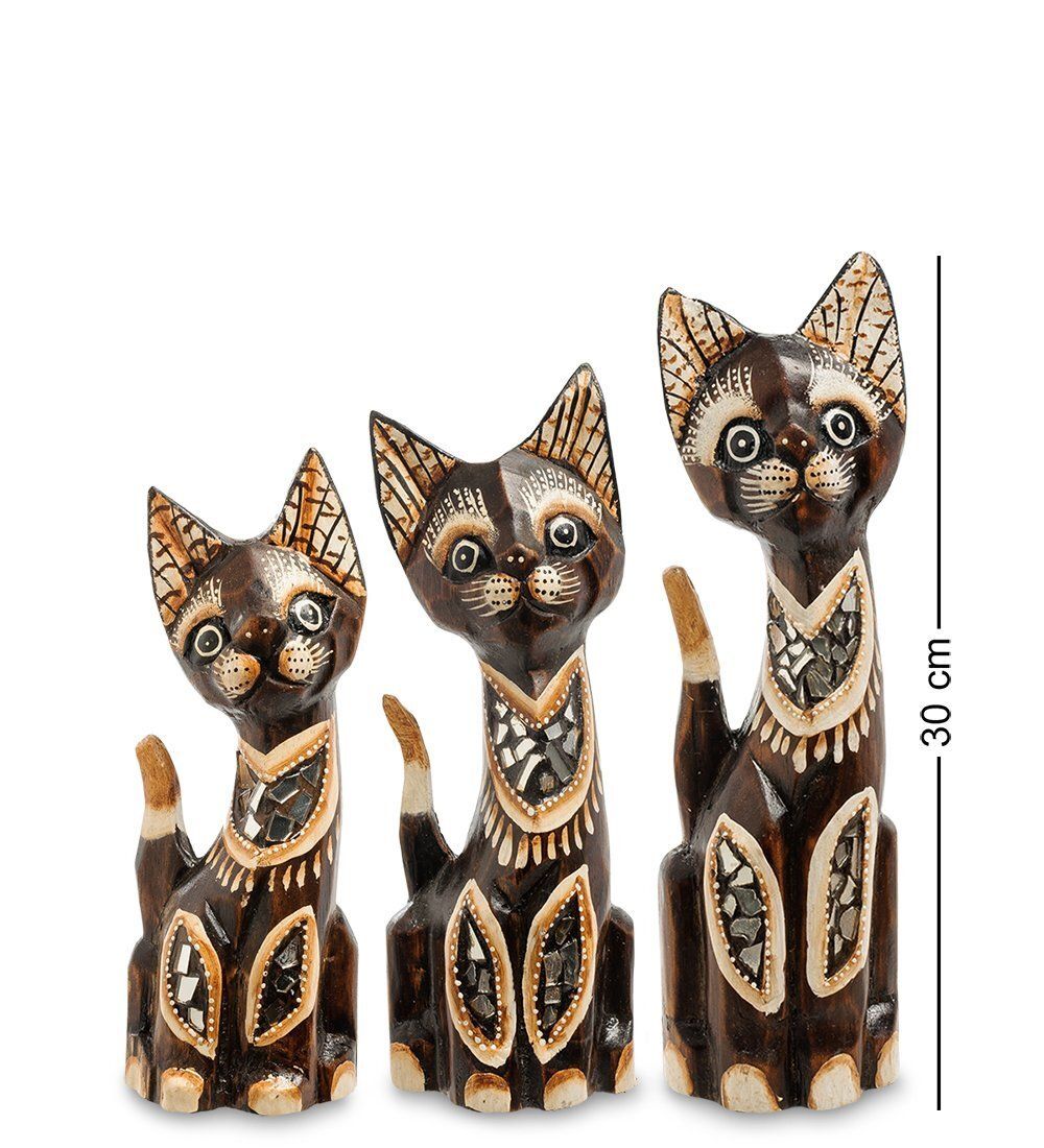 99-164 Фигурка «Кошка» н-р из трех 30,25,20 см (албезия, о.Бали)