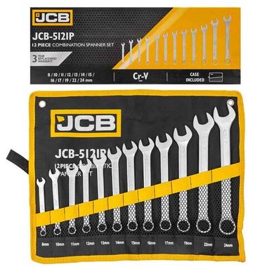Набор ключей комбинированных 12пр.(8, 10-17, 19, 22, 24мм),на полотне JCB JCB-5121P