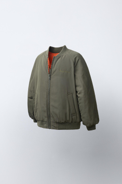 ZARA БОМБЕР С КОНТРАСТНОЙ ПОДКЛАДКОЙ, ХАКИ