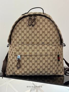 Рюкзак бежевый с коричневым монограммным принтом от Gucci BP5-500111