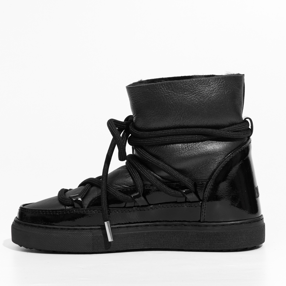Высокие комбинированные кеды INUIKII 75202-007 Sneaker Gloss Black на меху