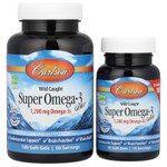 Carlson, Super Omega-3 Gems®, высокоэффективные омега-3 кислоты из рыбы дикого улова, 100 + 30 капсул