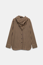 РУБАШКА ОВЕРСАЙЗ В КЛЕТКУ С КОСЫНКОЙ — ZARA