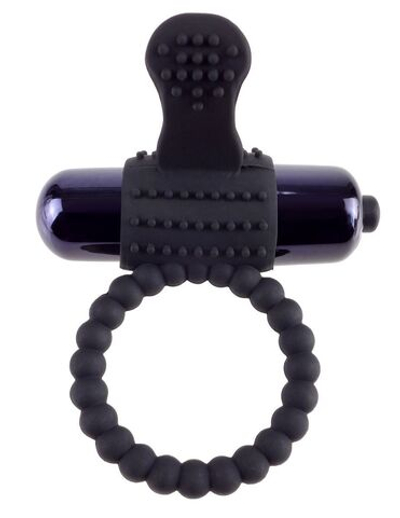 Черное эрекционное виброкольцо Vibrating Silicone Super Ring (Цвет: черный)