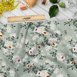 Ткань флис цветы Невеста на бирюзовом
