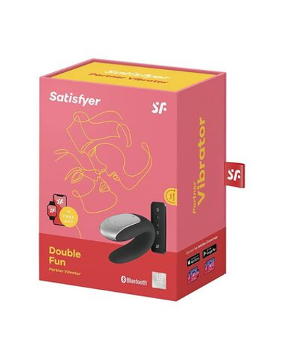 Чёрный вибромассажёр для пар Satisfyer Double Fun (Цвет: черный)